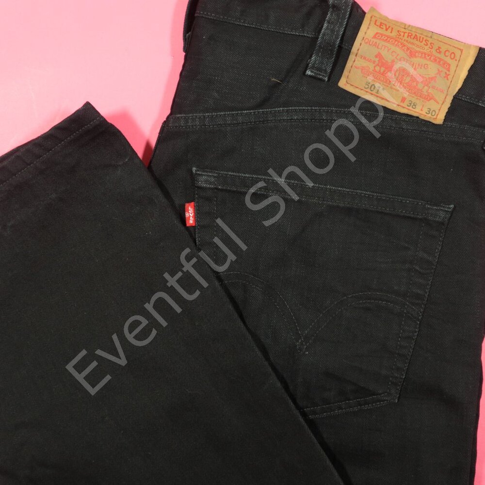 Vintage Y2K Levis 501 Original Fit Jeans Mens 38 Black Straight Denim